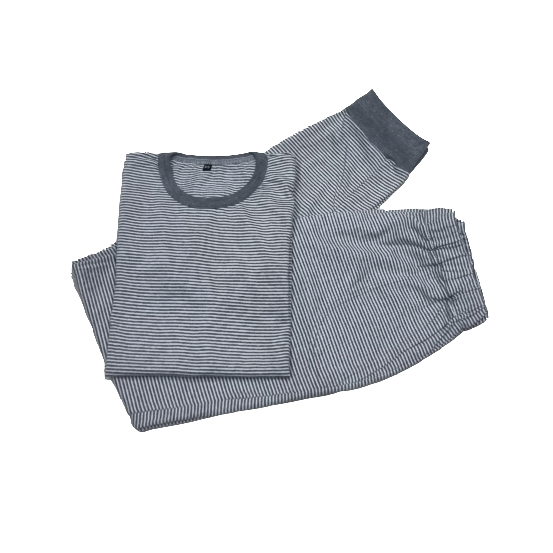 pijama algodon rayado largo mujer gris completo