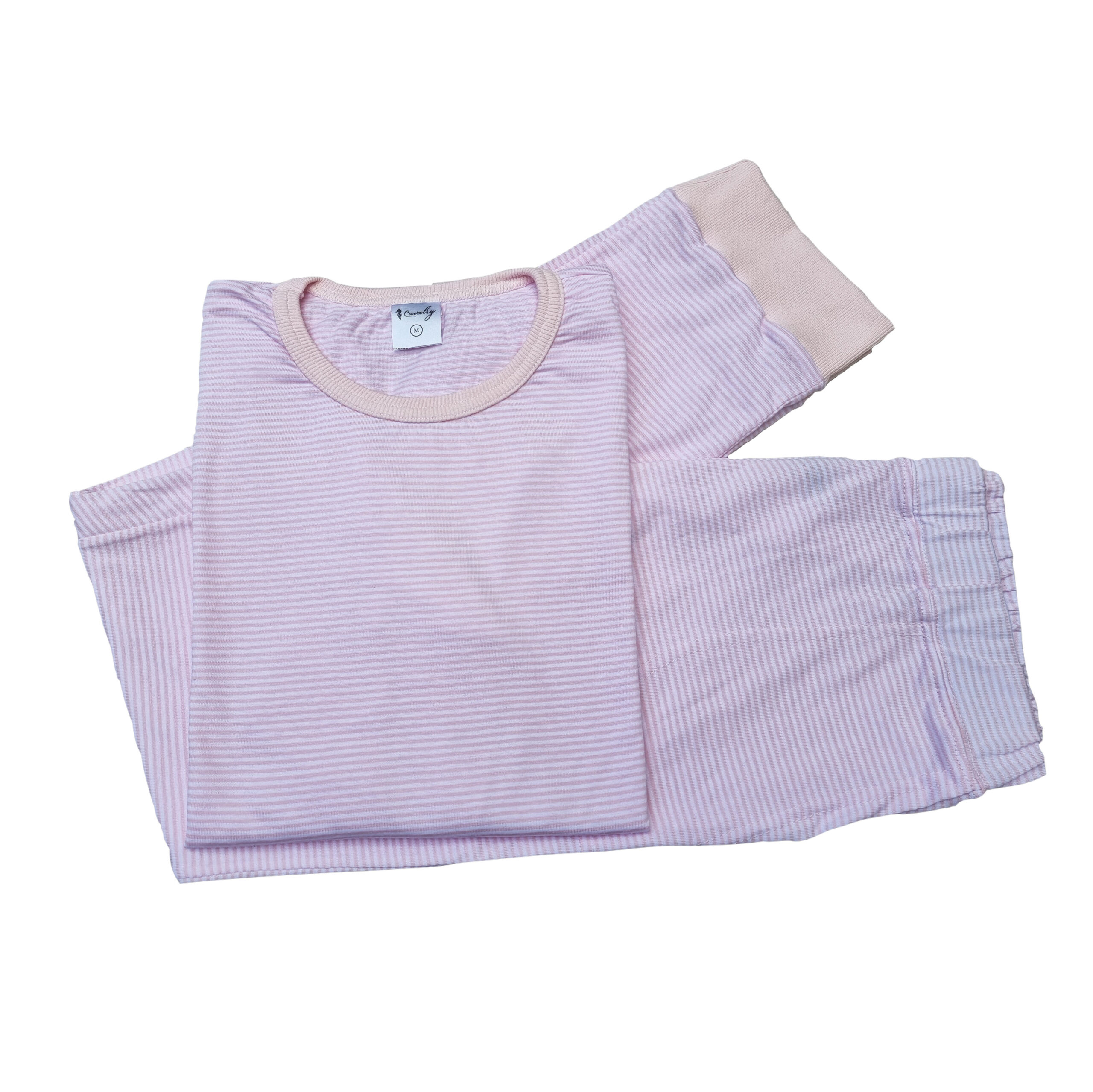 pijama algodon rayado largo mujer rosa completo