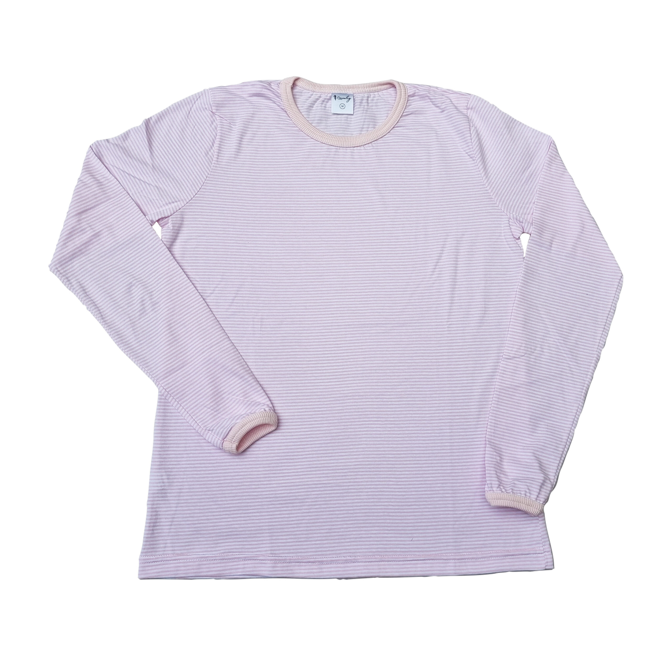 pijama algodon rayado largo mujer rosa remera